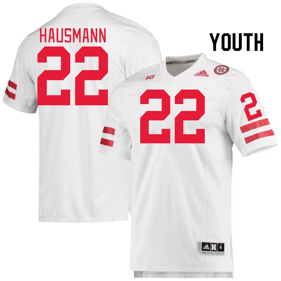 Youth #22 Ashton Hausmann Nebraska Cornhuskers College Football Jerseys Stitched Sale-White - Click Image to Close